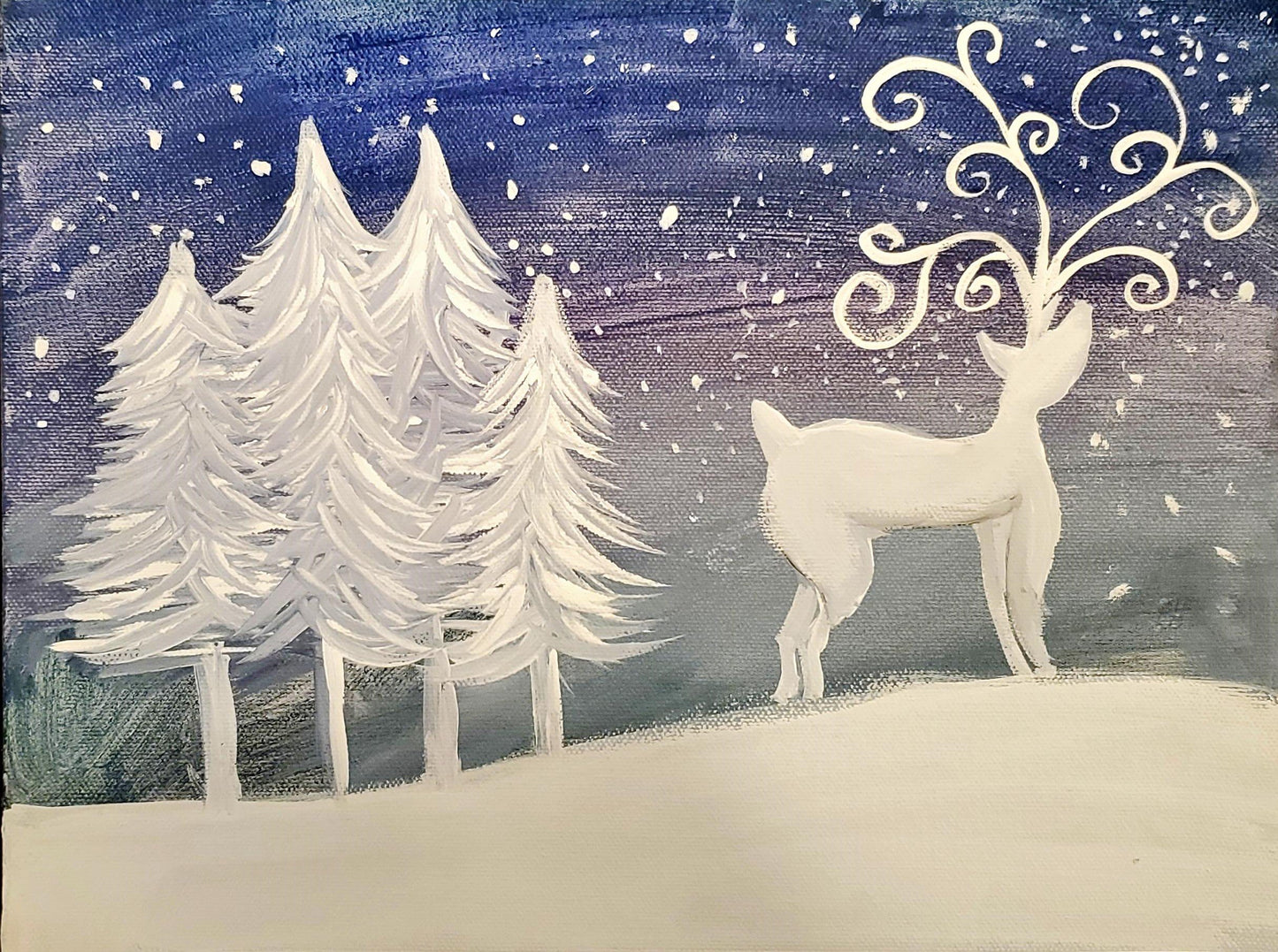 White Reindeer 8x10 Canvas Paint Party