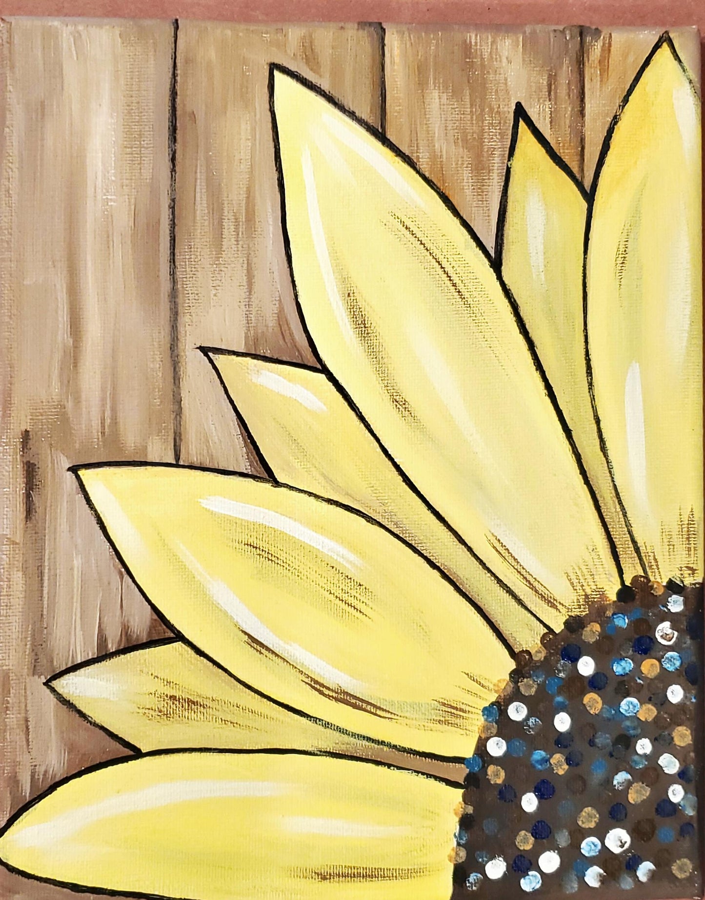 close up painting of a sunflower in a simple style