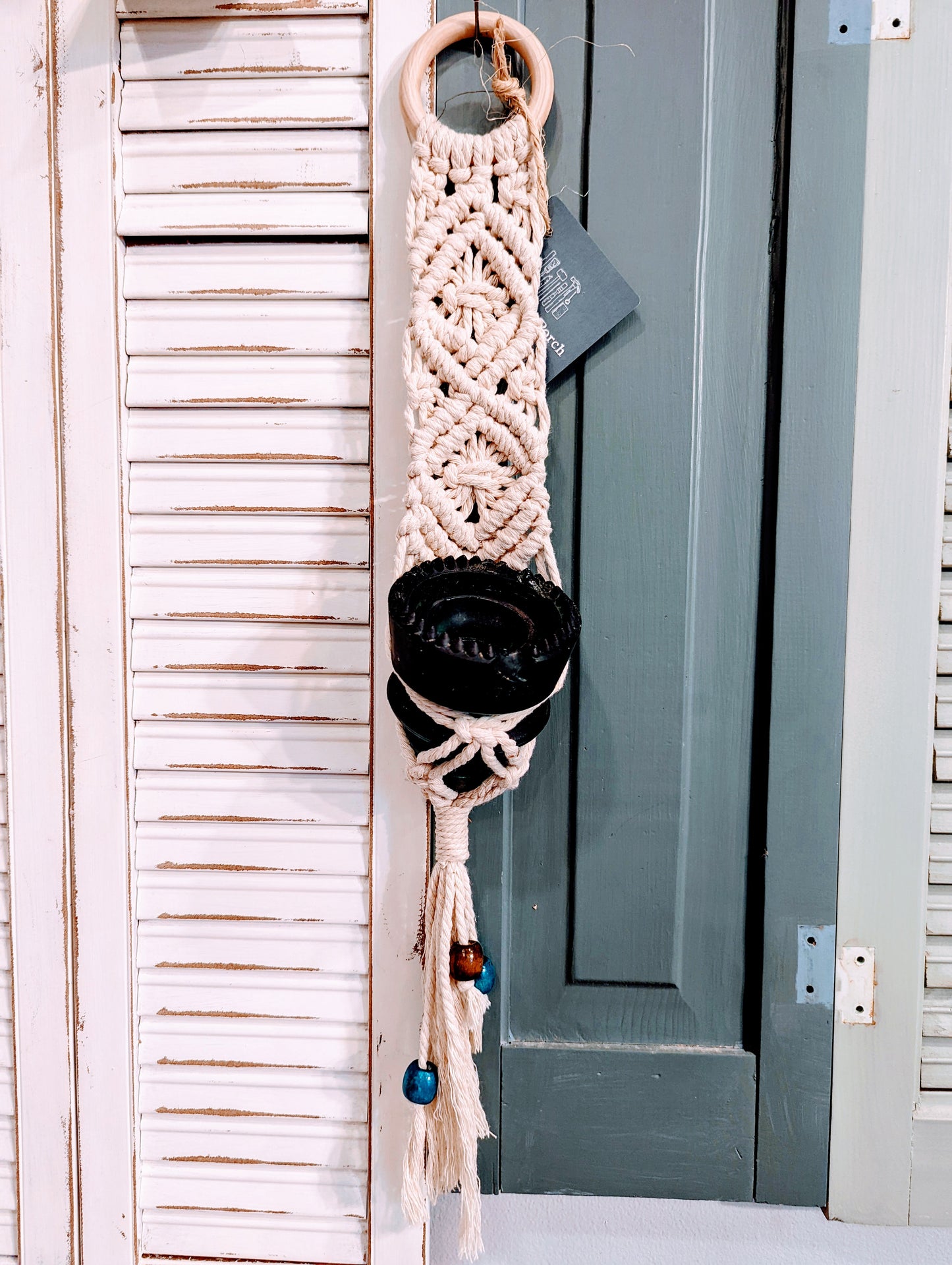 Macramé Hanger with Glass Insulator