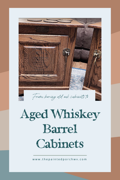 Aged Whiskey Barrel Cabinet Makeover