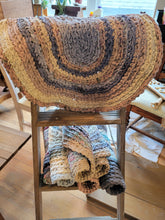 Load image into Gallery viewer, Handmade crocheted rag rugs made from upcycled sheets, approximately 28&quot; x 21&quot;
