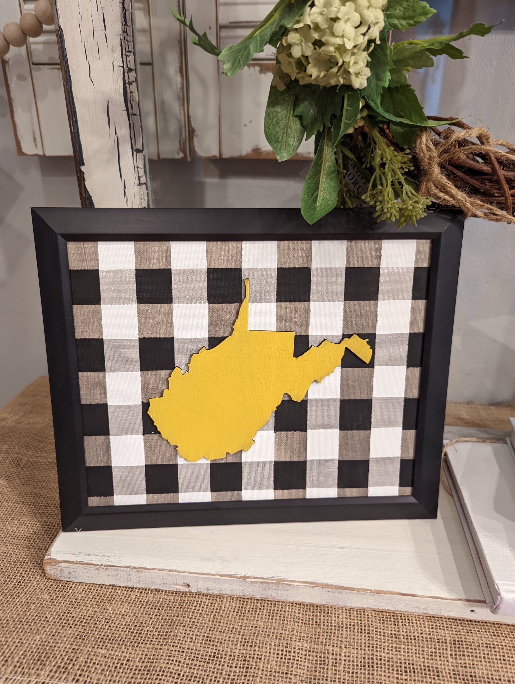 hand painted buffalo plaid laser cut west virginia