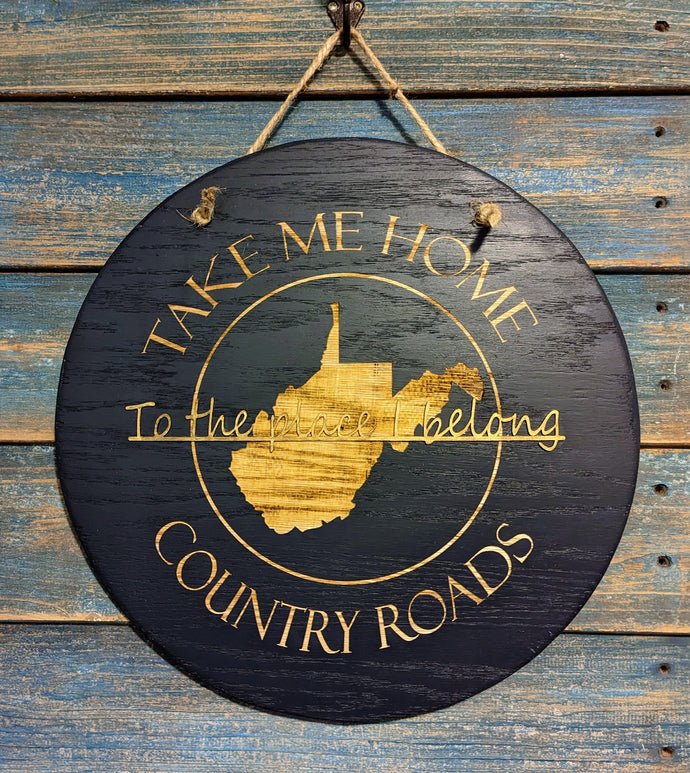 Country Roads Round Sign