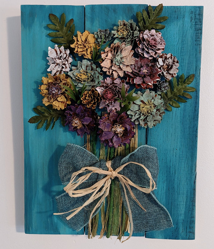 Pinecone Flowers Spring Sign