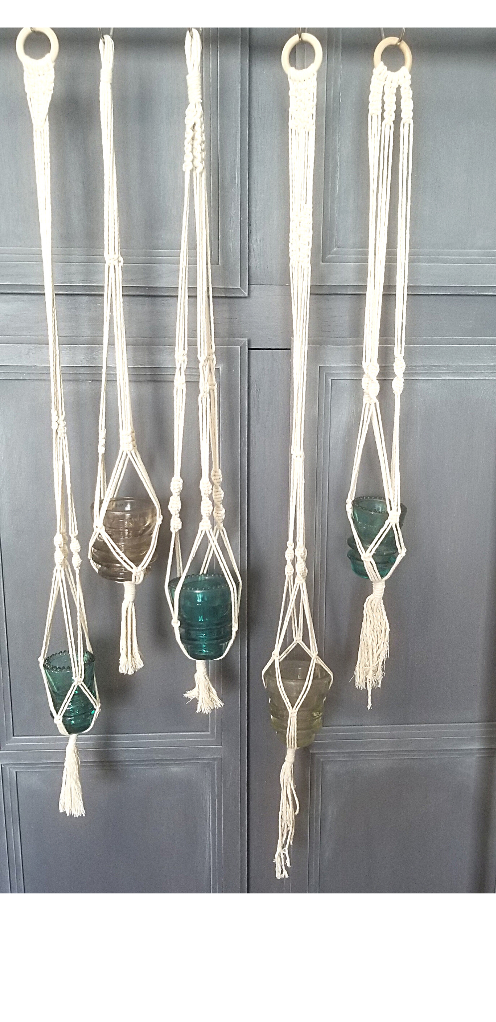 macrame plant hanger glass Macramé hanger with glass insulator – The Painted Porch WV