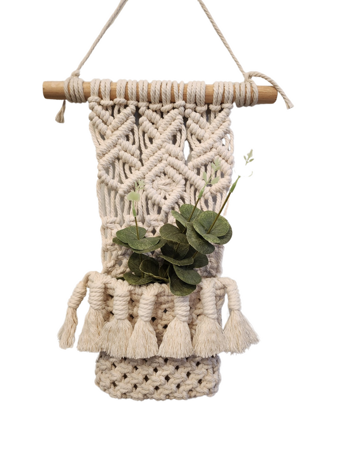 Macramé Wall Hanging with Plant Pocket